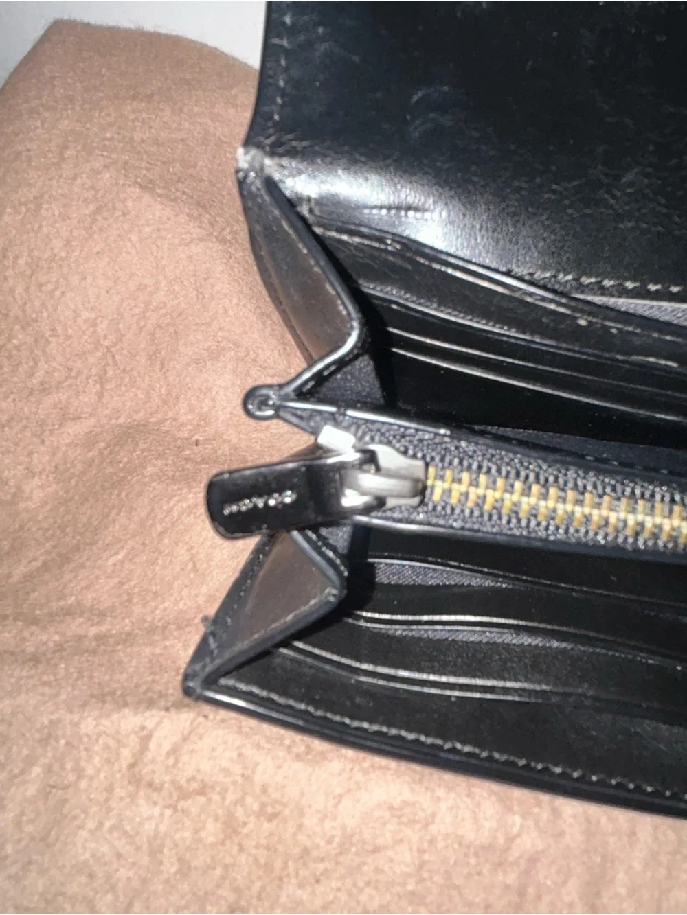 Coach Swagger Slim Envelope Wallet Black pebbled leather & Turn Lock Hardware